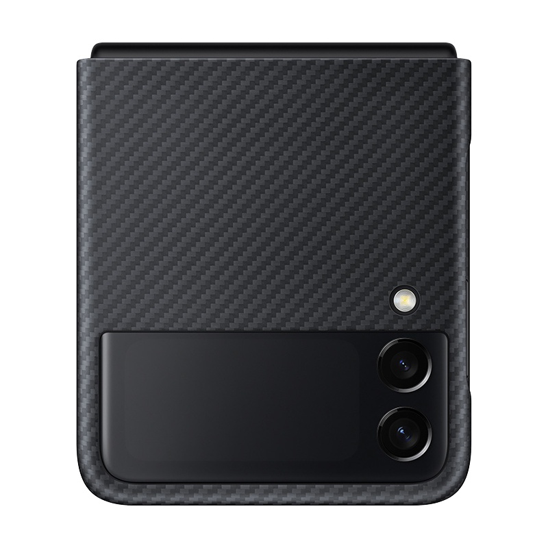 三星 Galaxy Z Flip3 5G 原装手机壳后壳 芳纶纤维保护壳 F7110折叠屏原装保护套手机套 黑色