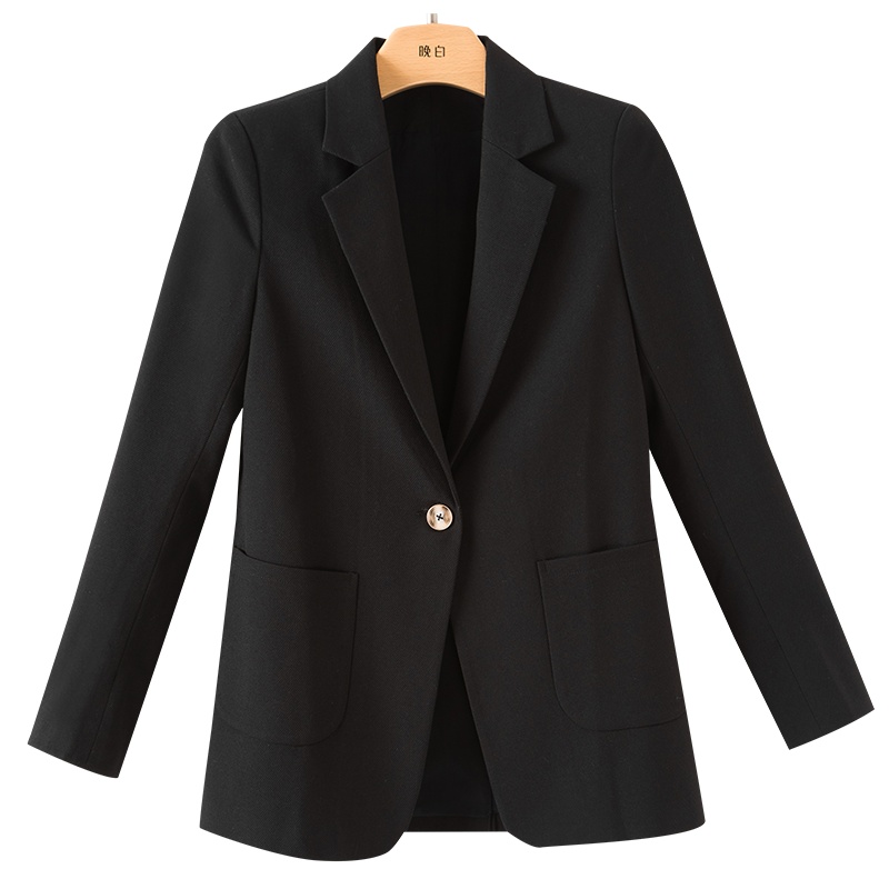 晚白2021春季新品通勤简约纯色时尚百搭修身显瘦职业西装外套女