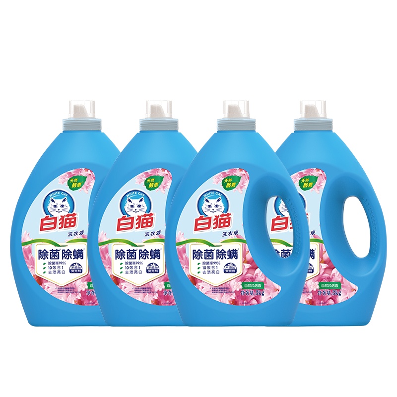 白猫无磷洗衣液3kg*4(除菌除螨)