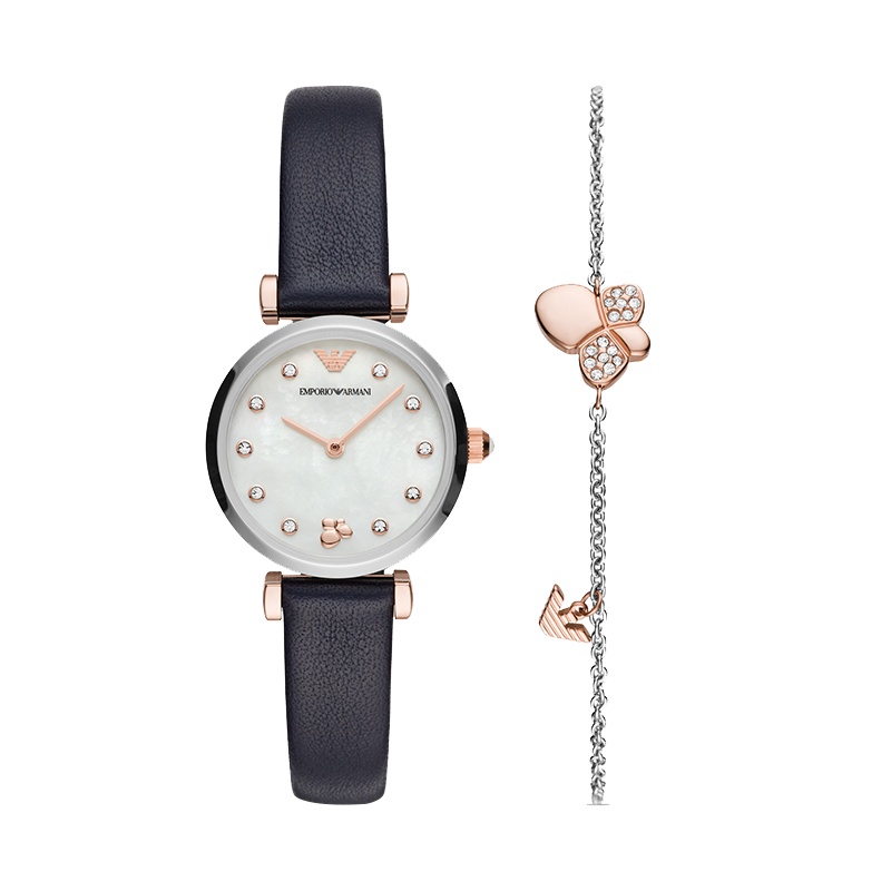 阿玛尼(EMPORIO.ARMANI)手表礼盒套装时尚休闲石英表女士腕表AR80036