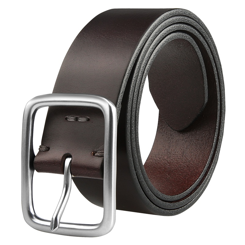 七面头层牛皮简约休闲皮带 黑色 xl