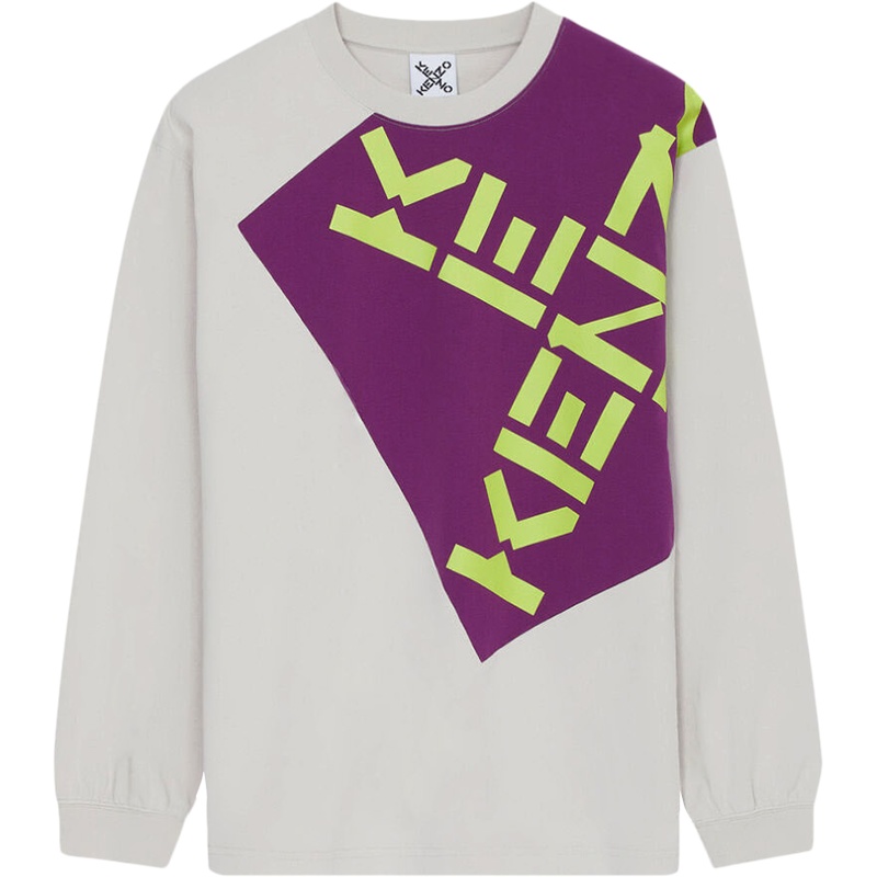 高田贤三 KENZO 男士棉质字母印花圆领拼接长袖T恤卫衣FB6 5TS170 4SK