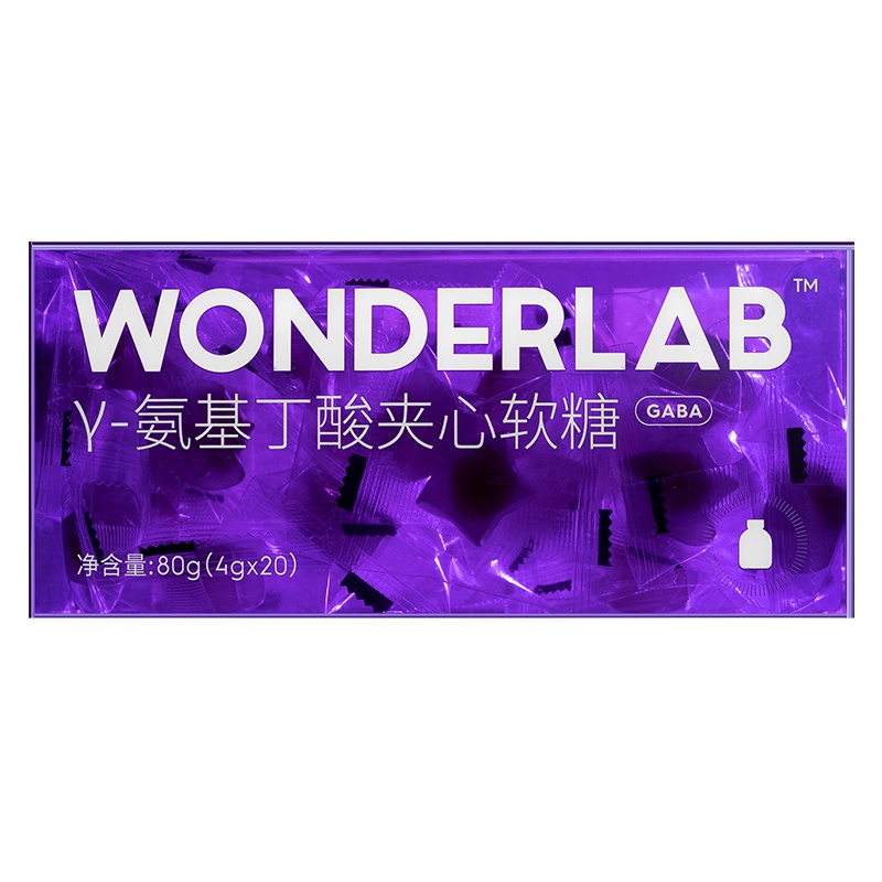 WonderLab 无蔗糖舒缓放松睡眠糖 GABA氨基丁酸夹心软糖 4g*20颗