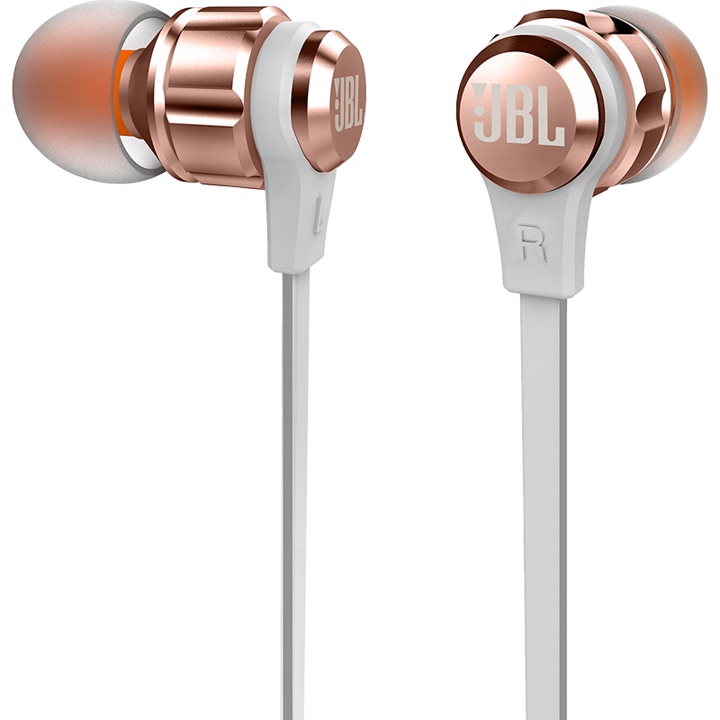 JBL T180A 立体声入耳式耳机 重低音耳麦线控立体声手机通用男女运动耳塞 粉色