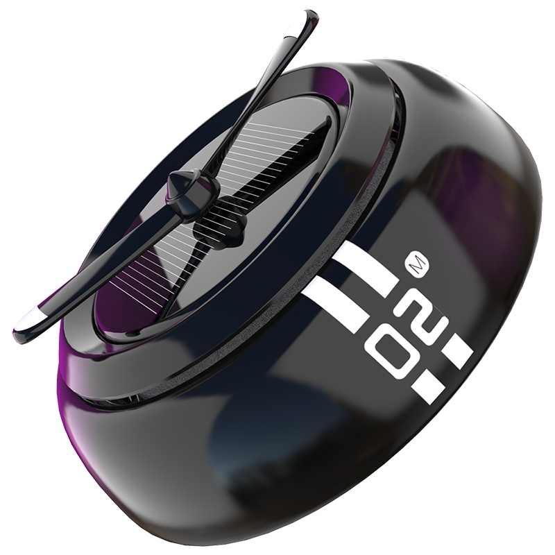 博利良品 汽车香水 车载香水座车用固体香薰 太阳能旋转车内除异味香膏饰品摆件 空战二号M款曜石黑