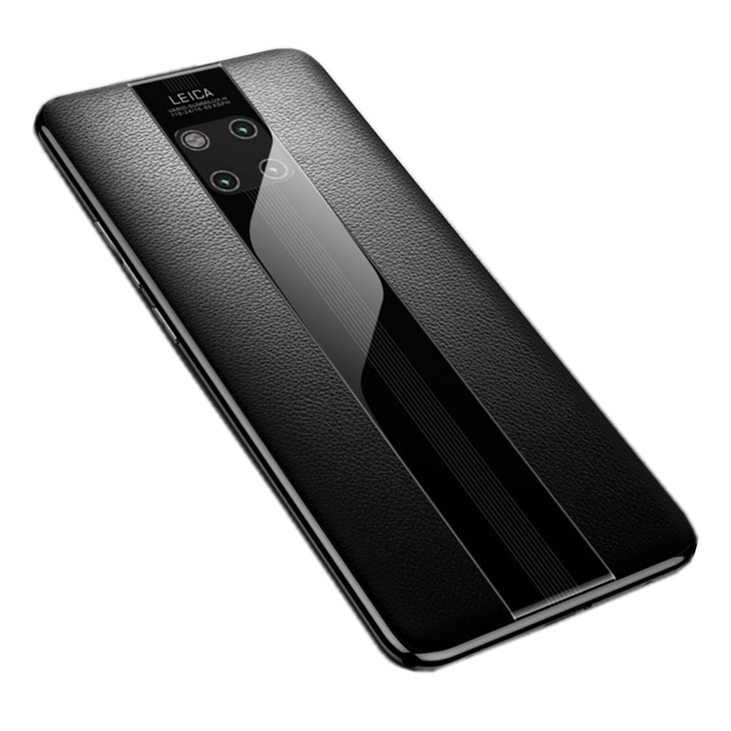 【送钢化膜】高铭宣 华为mate20pro手机壳p30保护套真皮头层牛皮保时捷皮套防摔高档限量款m2p黑