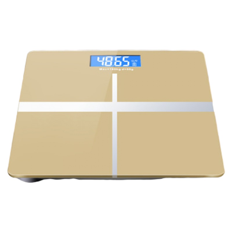 USB可充电电子称时光旧巷体重秤精准家用健康秤人体秤成人称重计器女 土豪金26*26 电池