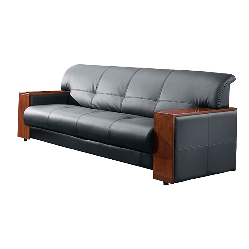 钜晟 办公沙发 商务接待西皮沙发组合3+1+茶几JS-6017H 黑