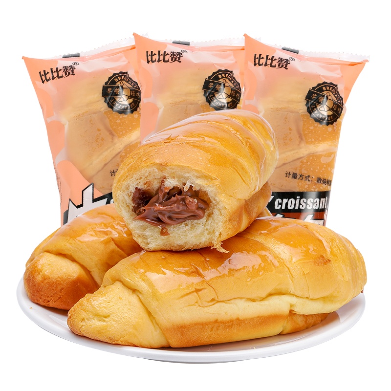 比比赞巧克力牛角包 800g 手撕面包早餐糕点夹心整箱充饥夜宵休闲零食品小吃