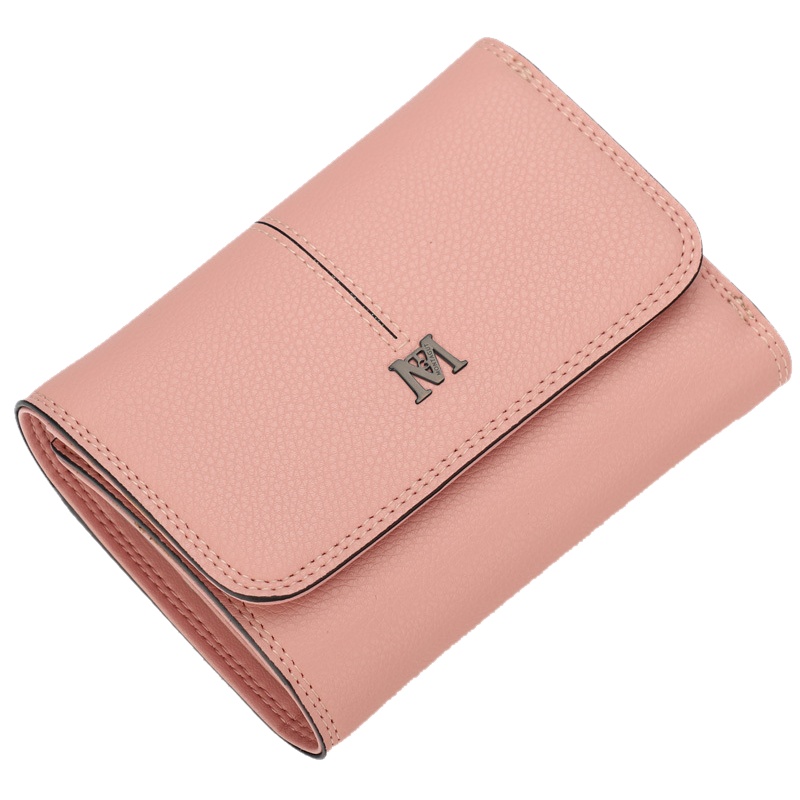 梦特娇钱包女短款真皮时尚简约折叠女士皮夹牛皮三折小钱包女小清新