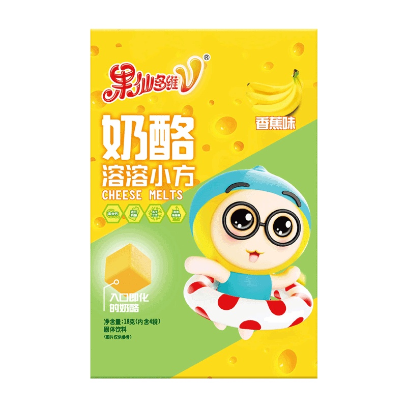 果仙多维V 儿童零食儿童溶豆奶豆奶酪溶溶小方奶酪溶豆小馒头点心香蕉味18g