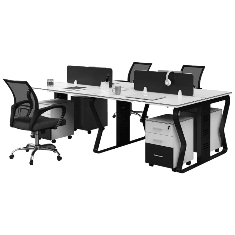 简约公司员工位电脑桌现代屏风卡位隔断桌椅组合职员4人位办公桌安心抵