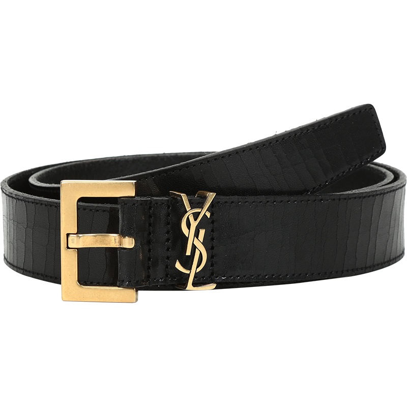 圣罗兰 SAINT LAURENT 20fw秋冬款 女士皮革裂纹针扣式皮带腰带 634437 0KT0W