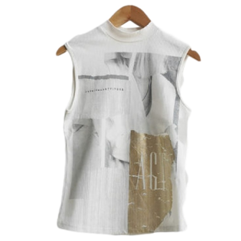 【福利款】拉夏贝尔背心女夏季新款韩版字母印花半高领无袖内搭背心女外穿