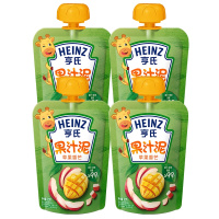 Heinz/亨氏乐维滋苹果香芒果泥果汁泥120g*4袋 亨氏果泥婴儿果泥吸吸乐 宝宝水果泥辅食宝宝营养零食果汁泥