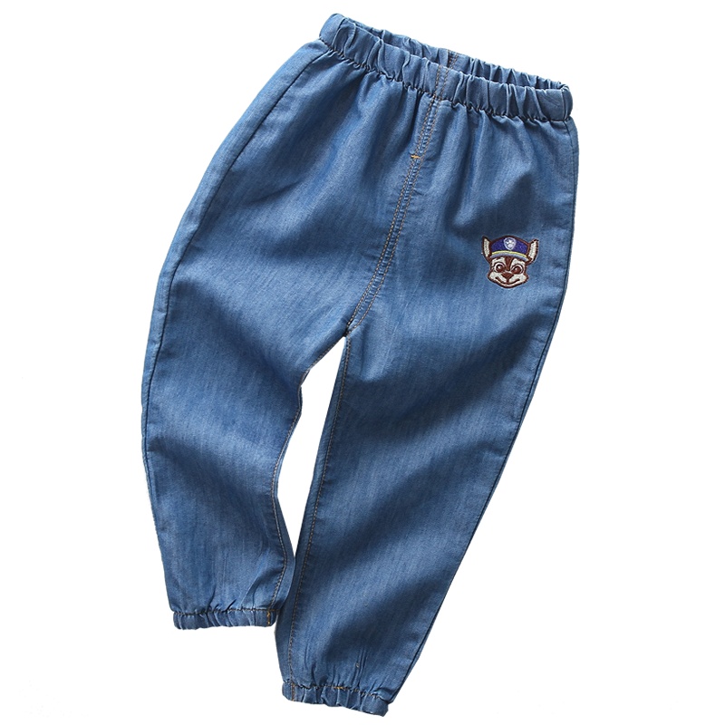 儿童天丝棉牛仔防蚊裤2020春夏新款中小童卡通长裤男童薄柔软裤子