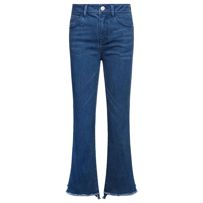 拉夏贝尔旗下Candies春夏季新款喇叭裤高腰七分女式牛仔裤 牛仔蓝 S