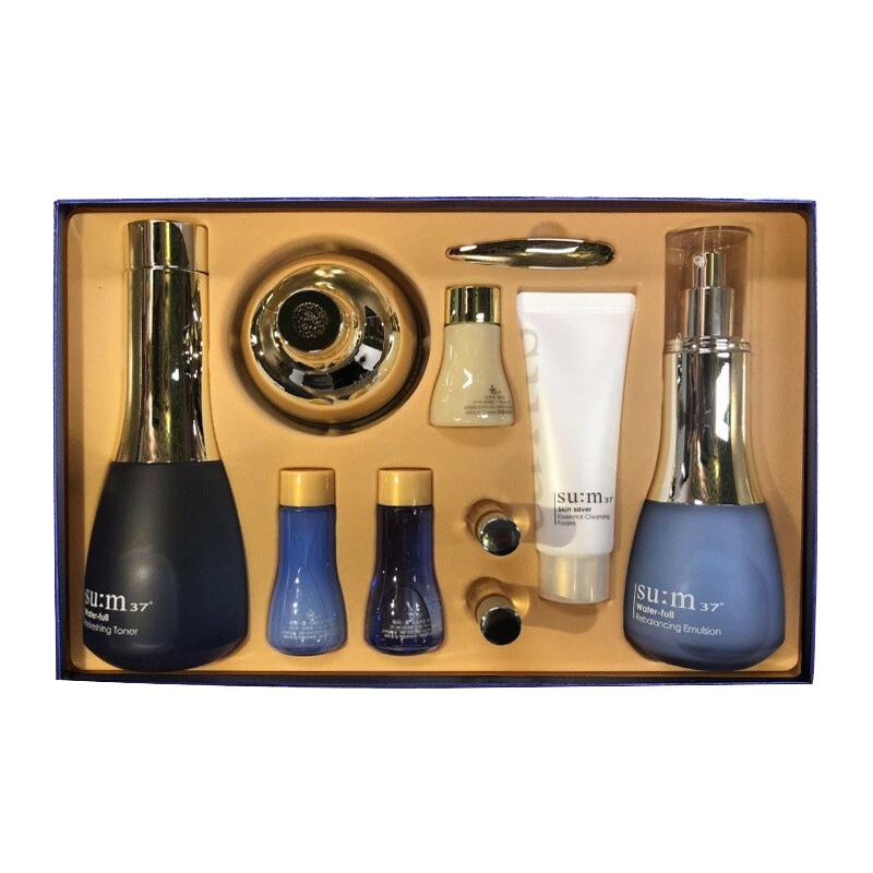 [19年新款]韩国进口 苏秘(su:m37)惊喜水分水乳面霜三件套盒(带安瓶) 提亮肤色补水保湿滋润护肤礼盒