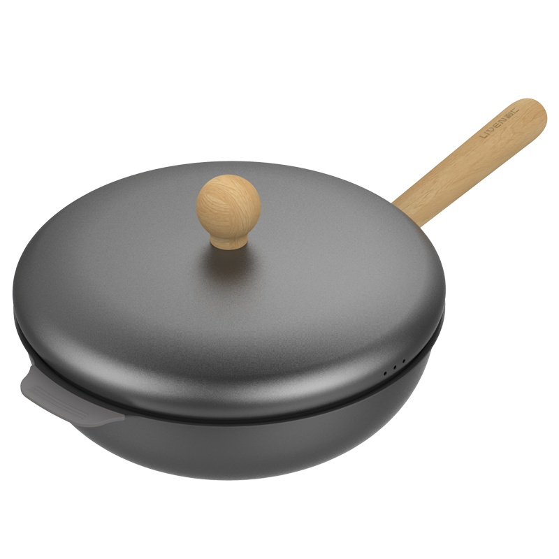 利仁(Liven)30cm大口径精铁锅导热快易清洗 健康无涂层不粘锅家用炒锅汤锅 电磁炉燃煤气灶通用 JT-C3101