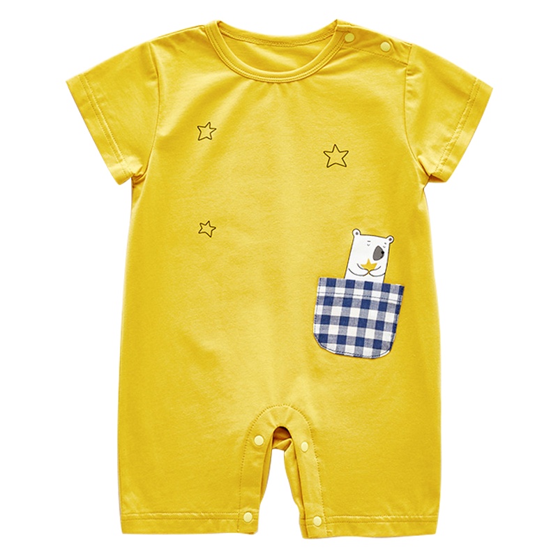 优简2020新款新生儿衣服儿童家居服婴儿连体衣纯棉短袖圆领哈衣爬爬服