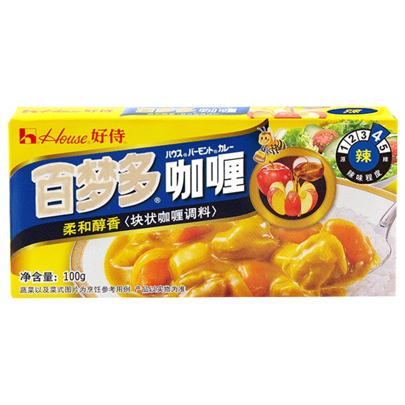 好侍(House) 咖喱 百梦多咖喱 辣味 100g/盒 日式块状咖喱