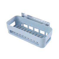 [斤]免打孔浴室厨房收纳架卫生间带毛巾杆挂钩置物架 北欧蓝 1个长方形