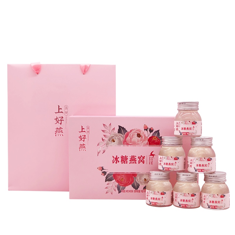 上好燕 进口燕盏原料 80%高浓缩 冰糖溯源即食燕窝 孕妇老人滋补品礼盒装 40g*6瓶