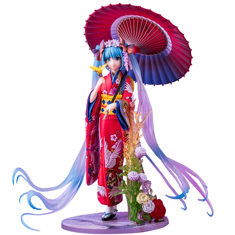 初音未来手办 和服中秋深海花色衣撑伞巡音动漫手办二次元模型公仔