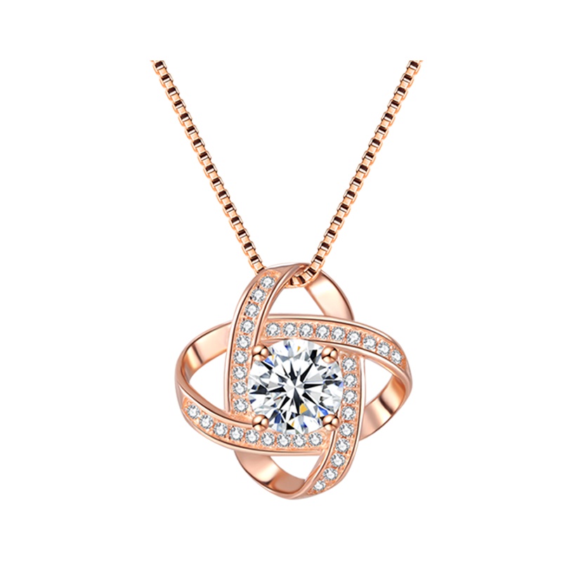 项链女纯银925锁骨项链简约首饰耳环生日送女友老婆情人节礼物套餐