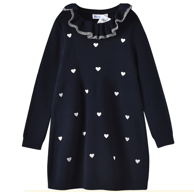 铅笔俱乐部童装2019秋冬新款女童长袖连衣裙中大童毛线裙子儿童裙