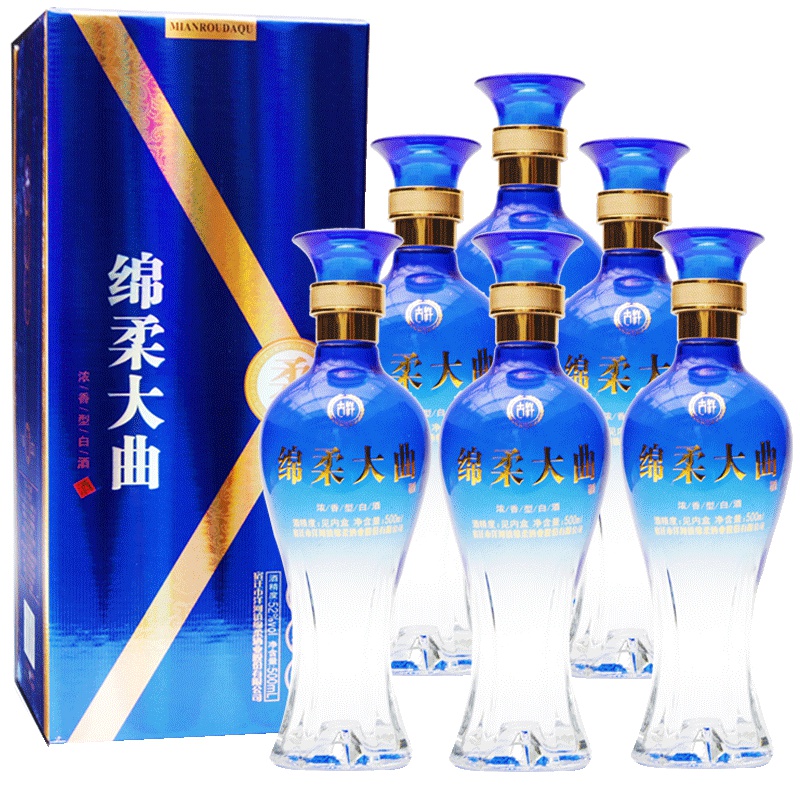 买3箱送1箱 绵柔大曲白酒整箱特价500ml*6瓶礼盒装52度浓香型高度纯粮食酒水