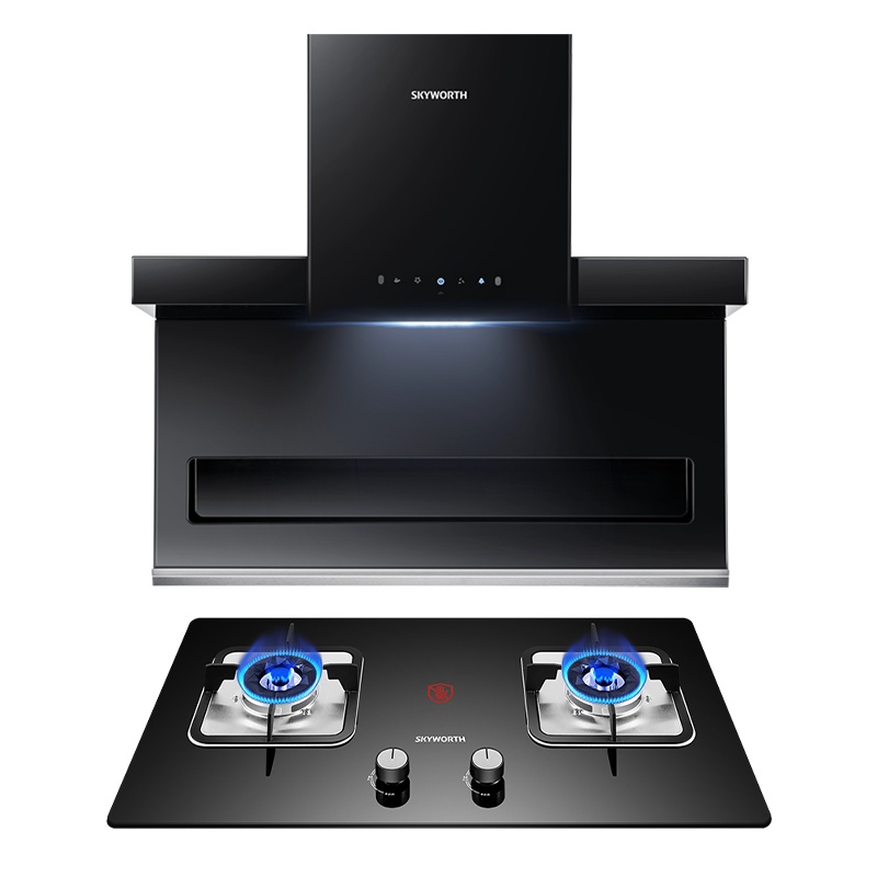 创维(SKYWORTH)抽油烟机灶具套装 烟灶套装 7字型吸油烟机燃气灶具套装Y7C+Z32液化气