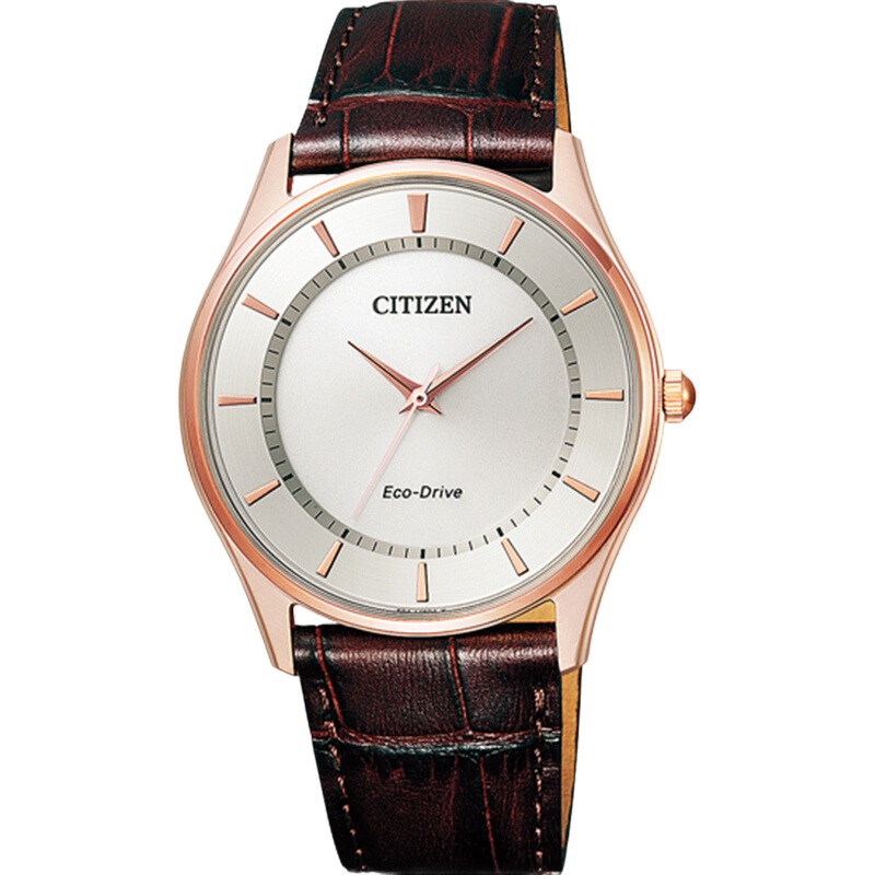 西铁城(CITIZEN)手表 新品光动能情侣蓝宝石表镜玫瑰金色时尚情侣表 BJ6483-01A银盘男表