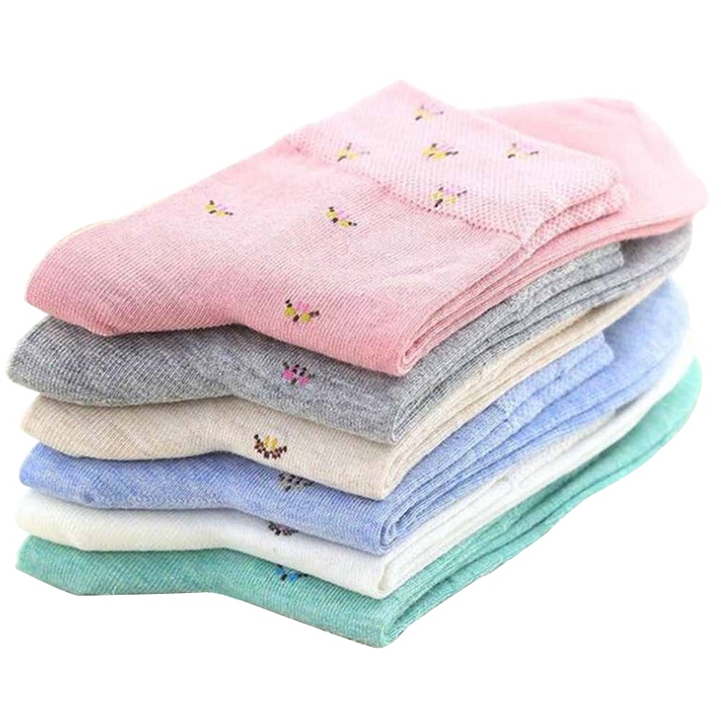 浪莎 全棉女士 秋冬中厚款中筒袜 6双组合袜子