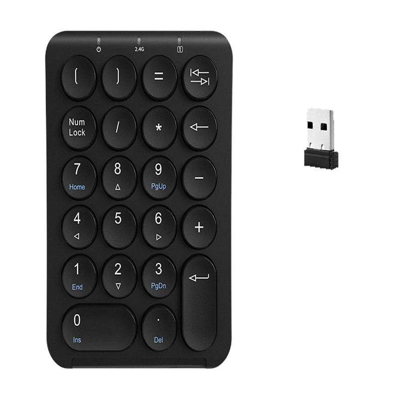 航达HW159无线数字小键盘充电笔记本电脑财务会计收银台式银行密码输入器外接无线键鼠迷你可爱 黑色 官方标配