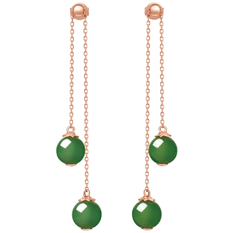 周大福珠宝首饰简约时尚18K金彩金和田玉耳钉V109641