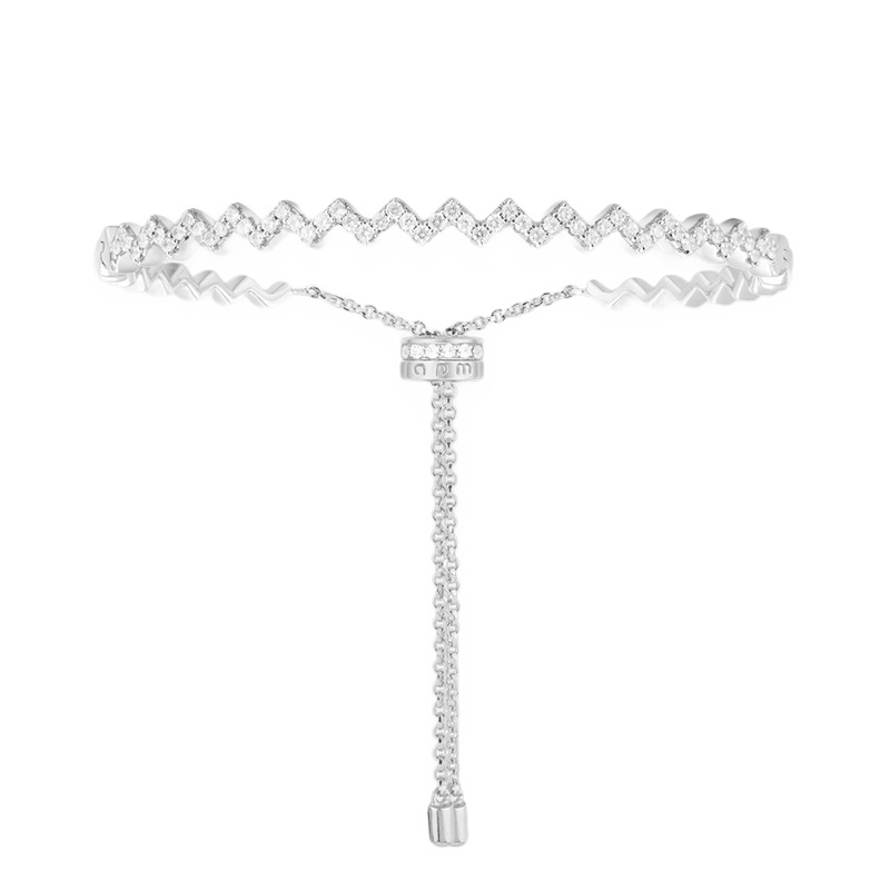 APM Monaco Z字形情侣银手链女S925银手串AB3363OX