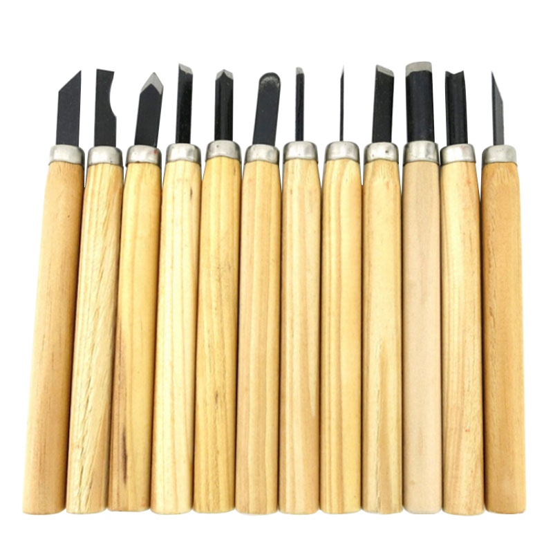 冰禹 SNyl-513 工艺木工雕刻刀 12件套学生手工木雕刻刀 雕刻木柄套装 12件套