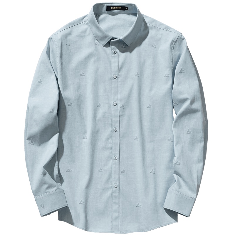 千纸鹤男装长袖衬衫2019秋装新款休闲刺绣纯色上衣青年商务衬衣男10158