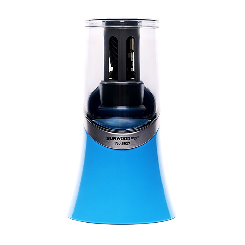 三木(SUNWOOD)5937蓝色电动削笔机 绘画美术专用电动卷笔刀电动削铅笔器自动铅笔刀削笔刀电池/USB多功能