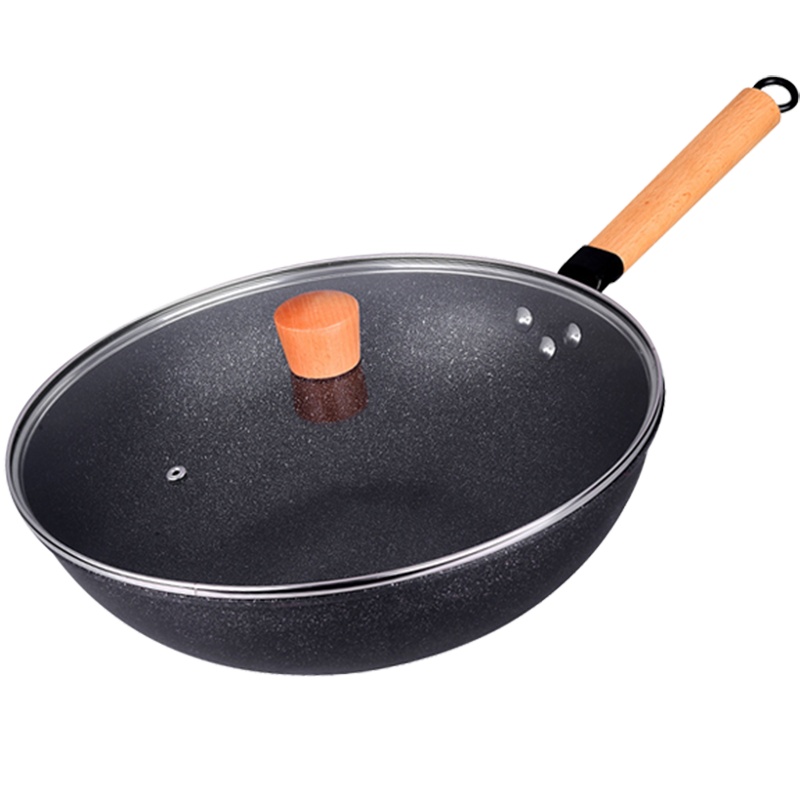 爱自由家用炒锅不粘锅麦饭石带盖炒菜锅32CM燃气灶电磁炉通用锅