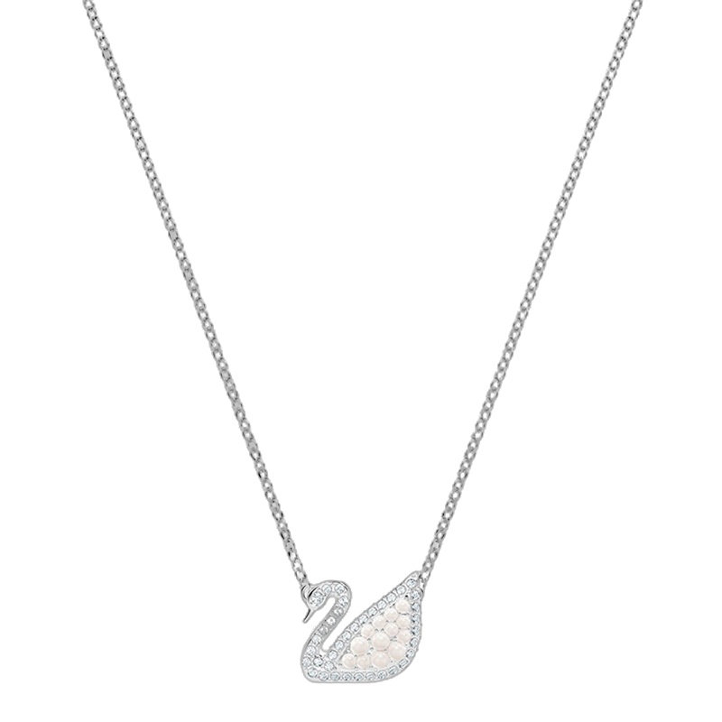 [直营]施华洛世奇(SWAROVSKI) ICONIC SWAN白金色天鹅项链女锁骨链仿珍珠 人造水晶 送恋人