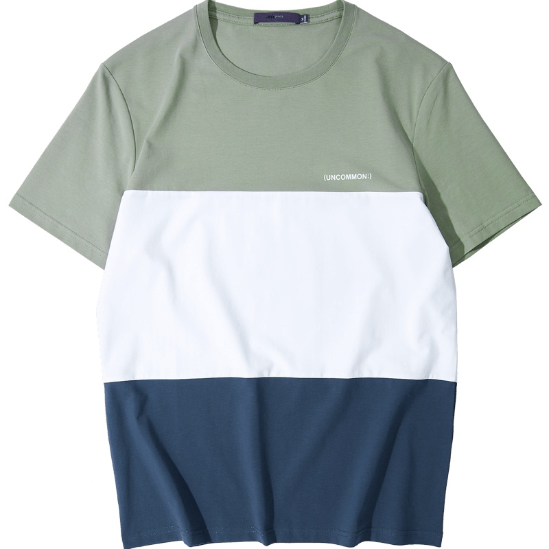 黑鲸三色拼接短袖T恤男2019夏季基础短t男CNTBJ29095A