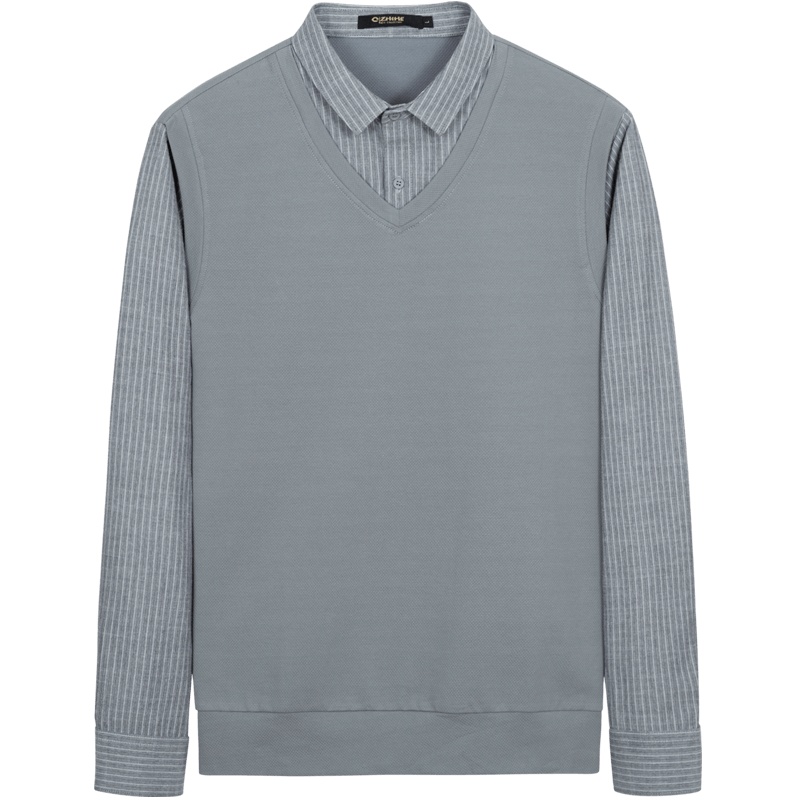 千纸鹤男装假两件卫衣2020春季新款青年时尚休闲拼接上衣男15406