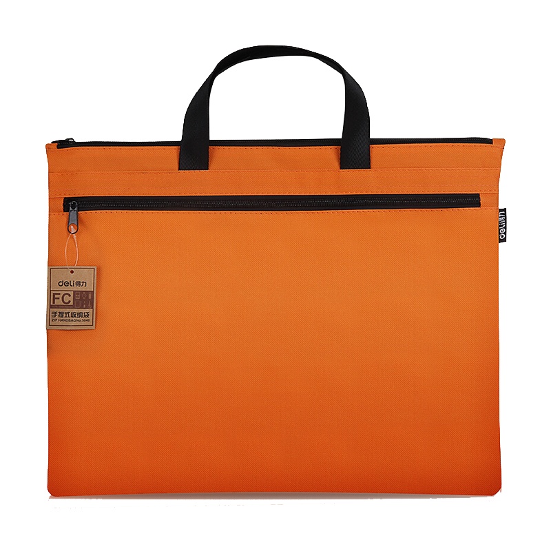 [精选]得力(deli) 5840橙色 帆布手提袋文件袋档案袋公文包公文袋A4风琴包 办公用品双层商务手提袋