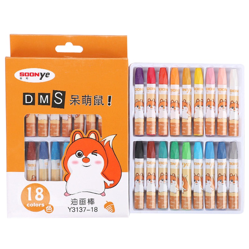众叶(SOONye)Y3137油画棒蜡笔套装学生涂鸦画画彩色笔六角形盒装油棒笔