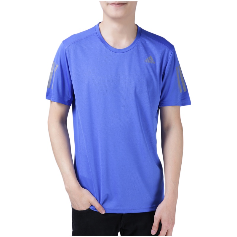 adidas阿迪达斯男子短袖T恤跑步健身训练运动服DM2812 L 蓝色