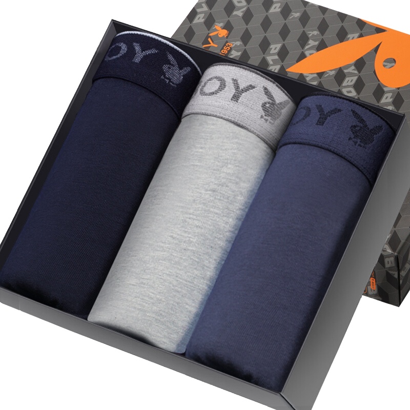 花花公子内裤男士平角四角裤全纯棉吸汗透气短裤男中腰短裤头男裤衩3707-3