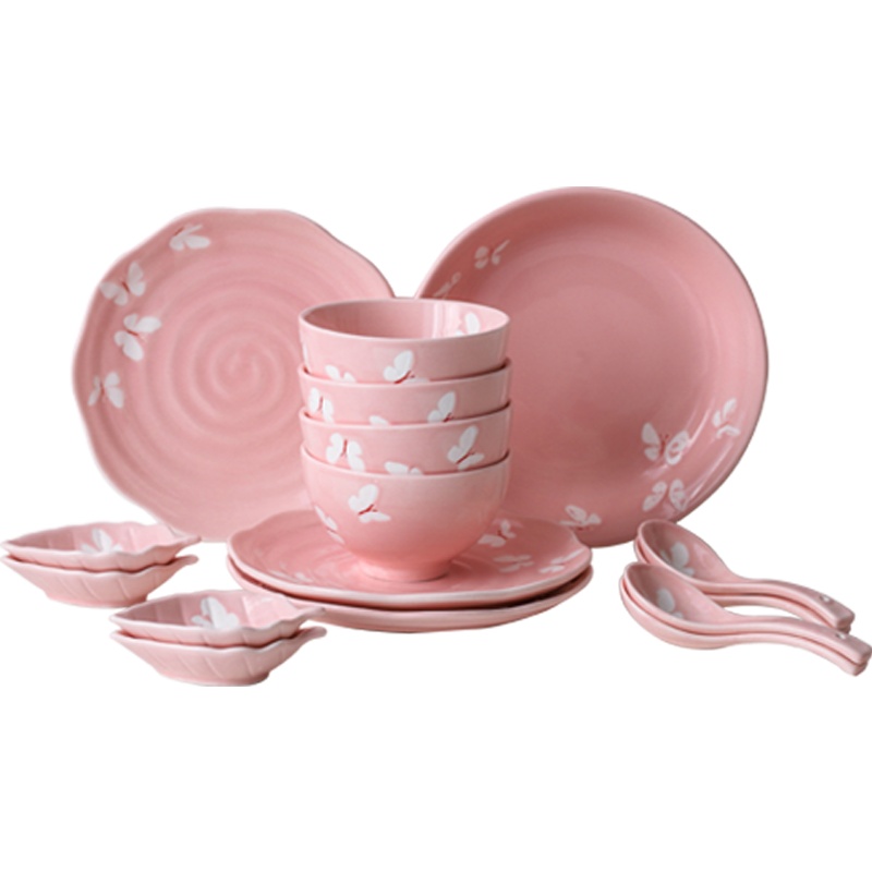 麦可可 碗碟套装家用陶瓷器碗盘子组合16件套日式吃饭碗筷餐具套装