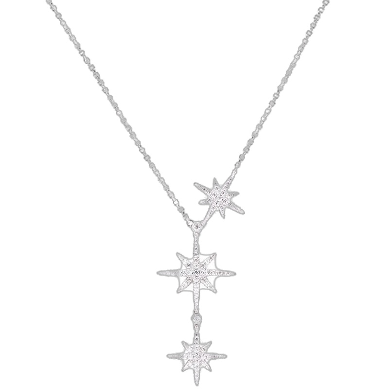 apm MONACO 女士 欧美风格 925银 个性 大小星星项链银色 AC3350OX